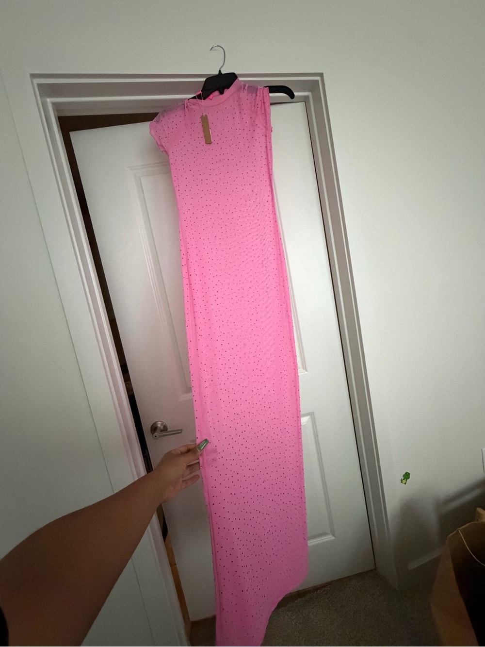 SKIMS Sheer Pink Maxi Swim Coverup with Sparkle Detail - Picture 2 of 5